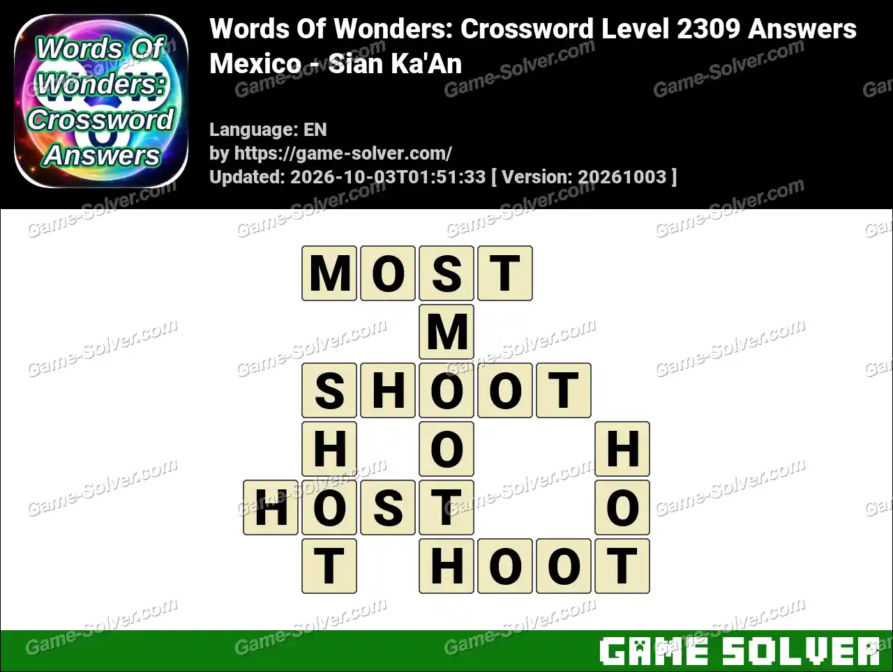 Words Of Wonders: Crossword Level 2309 Answers – Mexico – Sian Ka’An